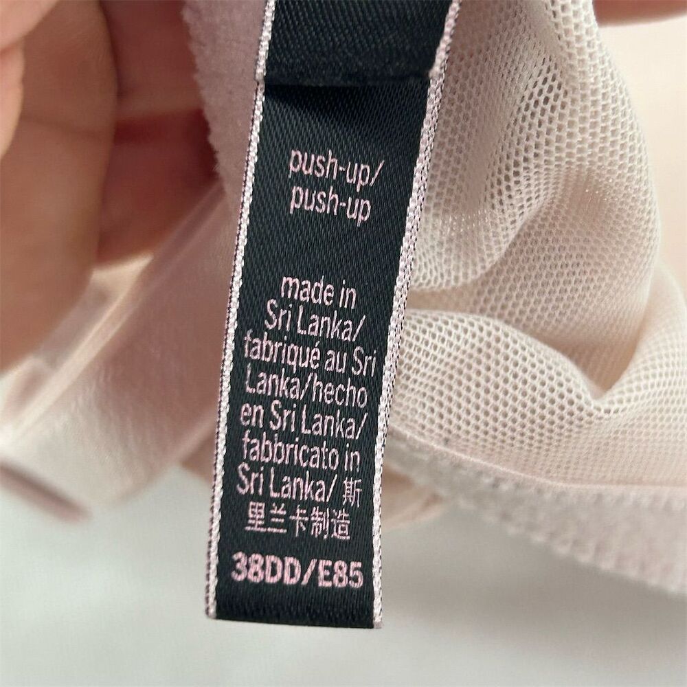 Victoria's Secret Push-Up Bra 38DD Silver Pink Lace Trim Underwired EUC 38E - Picture 10 of 13